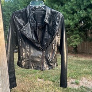 Therapy Black Studded Faux Leather Polyurethane Jacket
